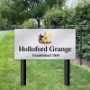 Picture of Modern Brushed  Metal Entrance Sign on Posts