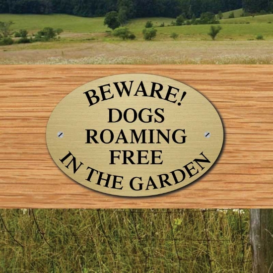 Picture of Dogs in the garden oval gate sign