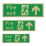 Picture of Classic Brushed Brass Fire Exit Straight On Up Arrow Sign
