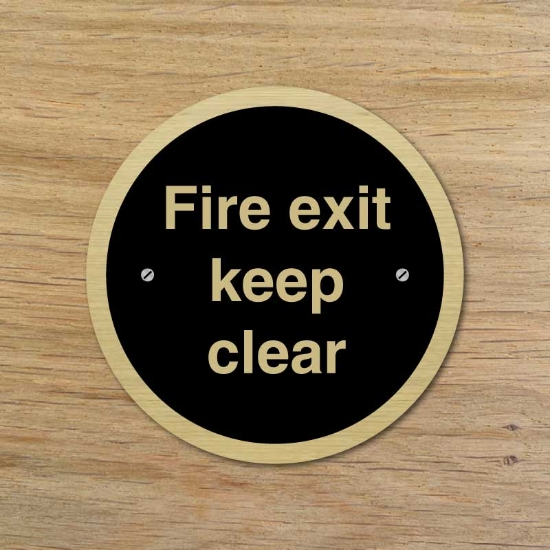 Picture of Fire Exit Keep Clear Round Door Signs - 2 Pack