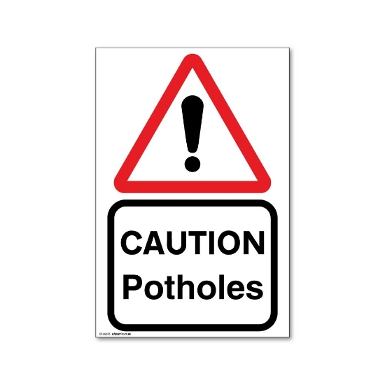 Picture of Caution potholes sign