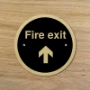 Picture of Fire Exit With Arrow Keep Clear Round Door Signs - 2 Pack