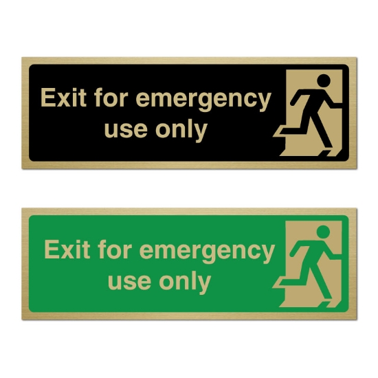 Picture of Classic Brushed Brass Emergency Exit  Only Sign