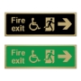 Picture of Classic Brushed Brass Fire Exit Right Sign with Disabled logo
