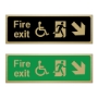 Picture of Classic Brushed Brass Fire Exit Right Down Sign with Disabled logo