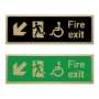 Picture of Classic Brushed Brass Fire Exit Left Down Sign with Disabled logo