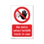Picture of No entry when forklift truck in use sign