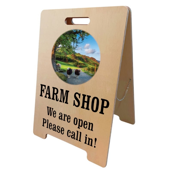 Picture of Double Sided Wooden A-Board Sign with carrying handle
