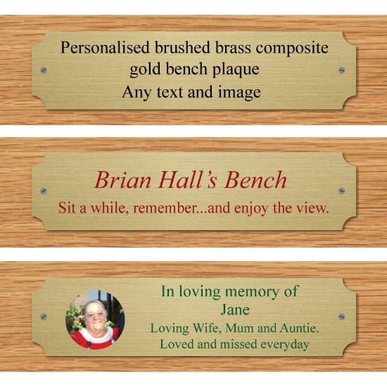 Picture of Brushed Brass Effect Memorial Bench Plaque
