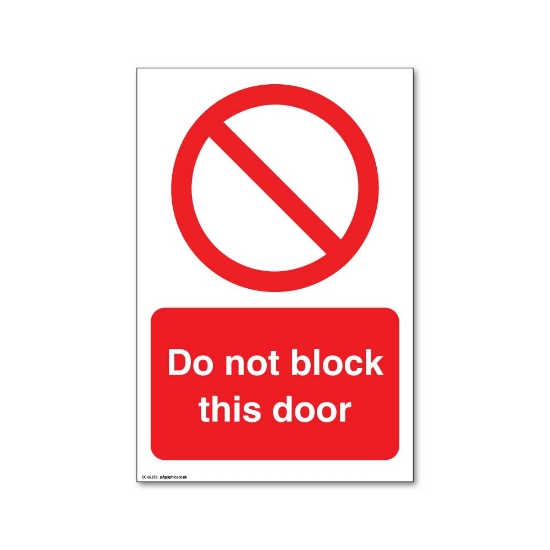 Picture of Do not block this door sign