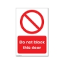 Picture of Do not block this door sign