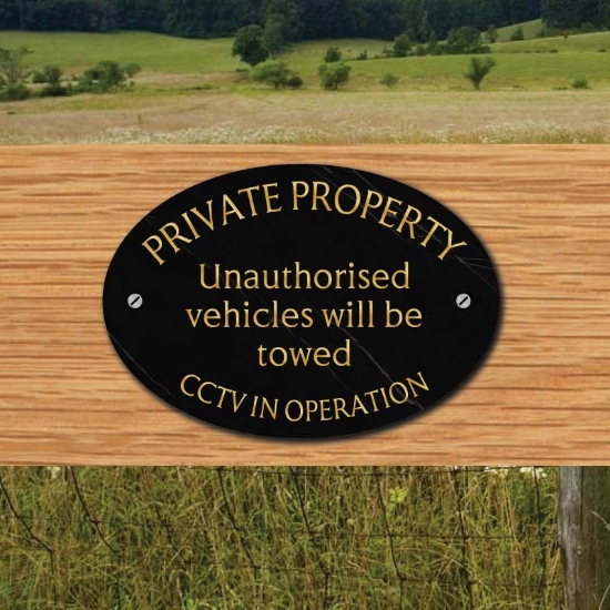 Picture of Private Property Oval Sign - Vehicles will be towed