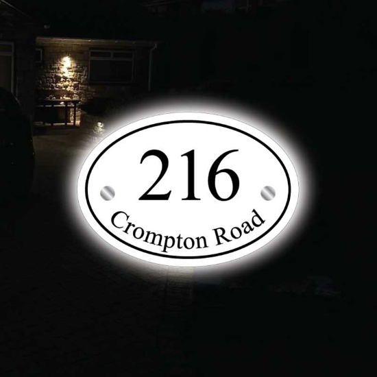 Picture of Personalised Reflective Night Dark House Number Oval Sign