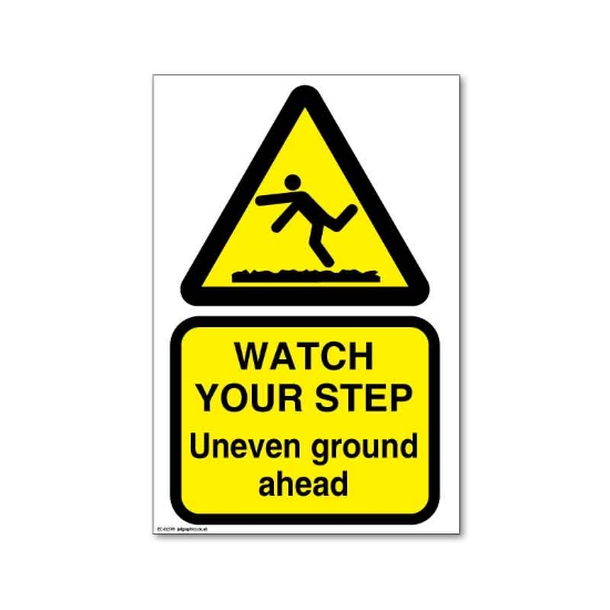 Picture of Uneven ground sign, trip hazard sign