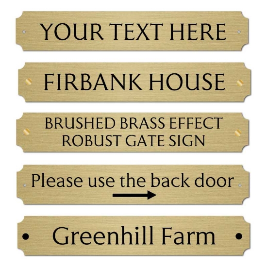 Picture of Personalised Brushed Brass Effect Gate Sign - Classic Style