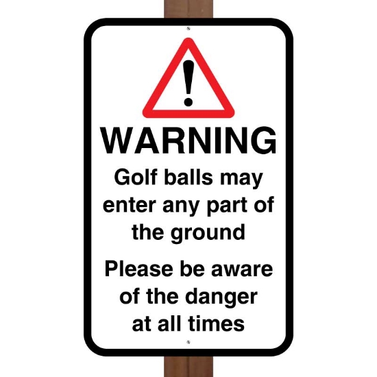 Picture of Golf Course, Golf Ball Warning Sign