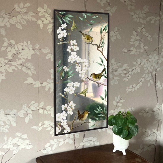 Picture of Vintage Bird and Blossom Branch Mirror Wall Art