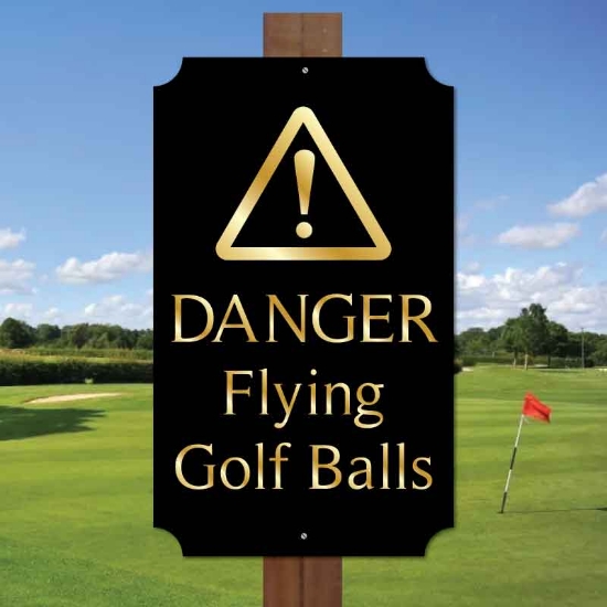 Picture of Golf Course Flying Balls Warning Sign - Classic Style