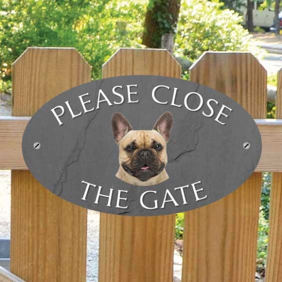 Picture of Please Close The Gate Fawn French Bulldog Sign