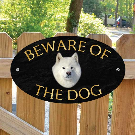 JAF Graphics. Samoyed Beware of The Dog Gate Sign