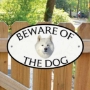 Picture of Samoyed Beware of The Dog Gate Sign