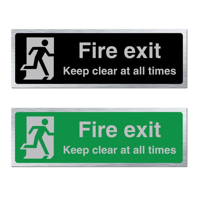 Jaf Graphics Classic Brushed Brass Emergency Exit Keep Clear Sign 