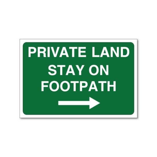 Picture of Stay on Footpath sign with arrow