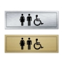 Picture of Classic Brushed Brass Toilet Door Sign - Men, Woman, Disabled Symbols