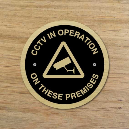 Picture of Brushed gold / silver CCTV signs PACK OF 2