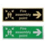 Picture of Classic Brushed Brass Fire Assembly Point Right Arrow Sign