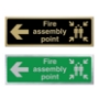 Picture of Classic Brushed Brass Fire Assembly Point Left Arrow Sign