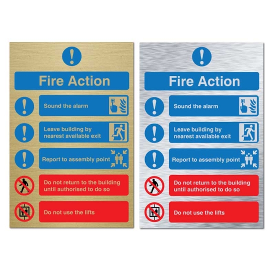 Picture of Classic Brushed Brass Fire Action Point Sign