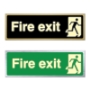 Picture of Glow In The Dark Brushed Brass Fire Exit Sign