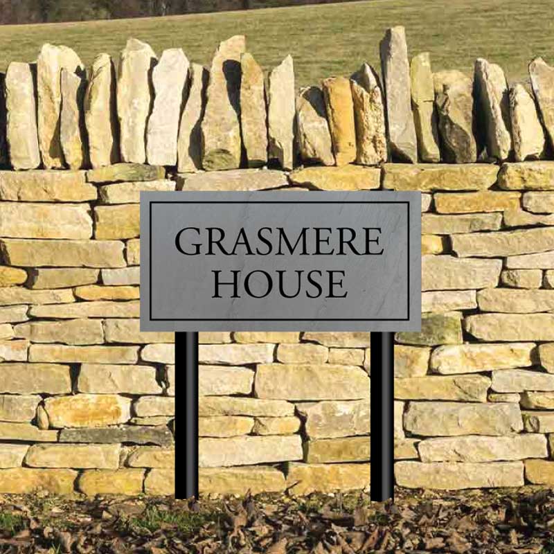 JAF Graphics. Slate Stone Effect House Sign on Posts