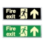 Picture of Glow In The Dark Brushed Brass Fire Exit Sign Straight on up arrow