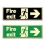 Picture of Glow In The Dark Brushed Brass Fire Exit Right Arrow Sign