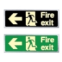 Picture of Glow In The Dark Brushed Brass Fire Exit Left Arrow Sign 