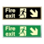 Picture of Glow In The Dark Brushed Brass Fire Exit Right Down Arrow Sign