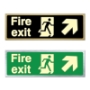 Picture of Glow In The Dark Brushed Brass Fire Exit Right UP Arrow Sign