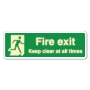 Picture of Glow in the Dark Fire Exit Keep Clear Sign - 3mm Rigid Sign