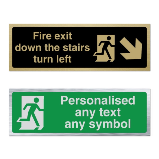 Picture of Classic Brushed Brass Personalised Fire Exit Sign 