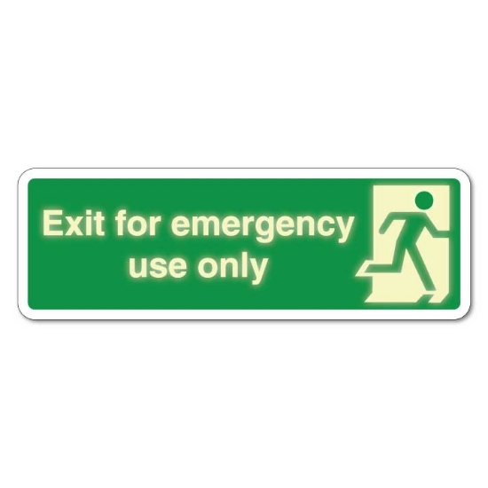 Picture of Glow in the Dark Emergency Exit Only Sign - 3mm Rigid Sign