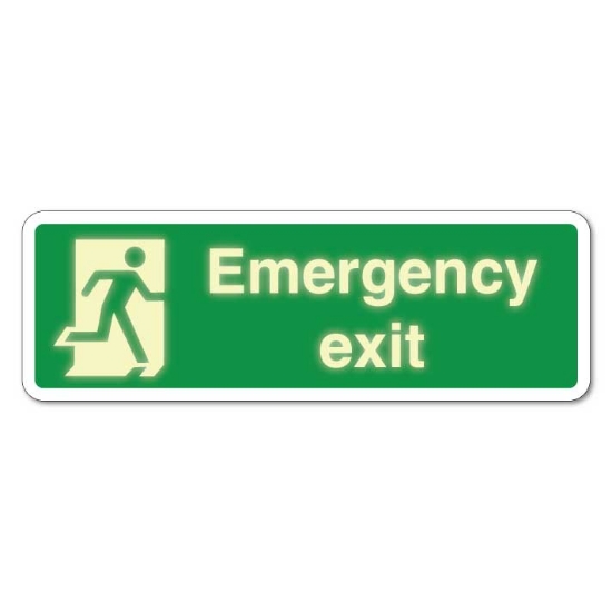 Picture of Glow in the Dark Emergency exit sign - 3mm Rigid Sign