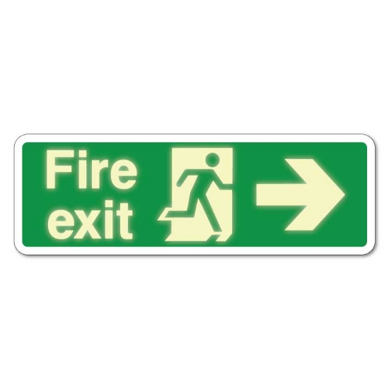 Picture of Glow in the Dark Fire exit right arrow sign