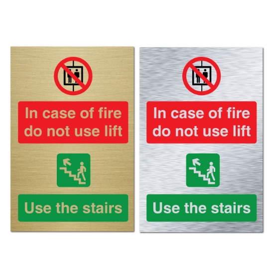 Picture of Classic Brushed Brass Do not use lift fire sign, use the stairs