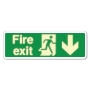 Picture of Glow in the Dark Fire exit down arrow sign