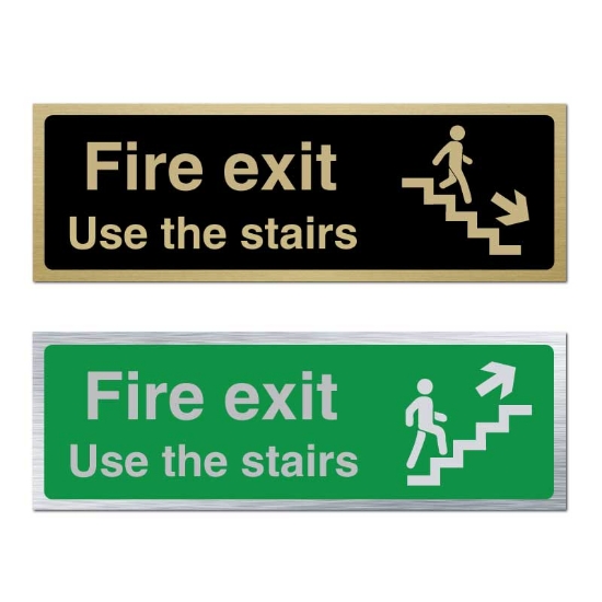 Picture of Classic Brushed Brass Fire Exit Use the Stairs
