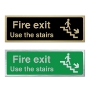 Picture of Classic Brushed Brass Fire Exit Use the Stairs