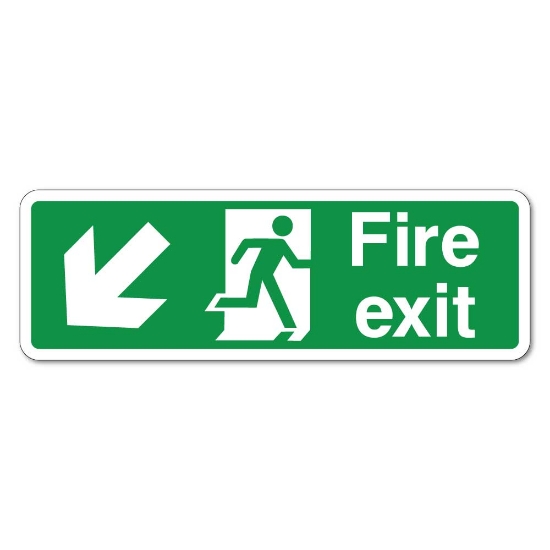 Picture of Fire Exit Left Down Arrow Sign - 3mm Acrylic Sign