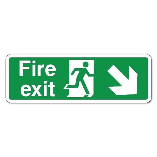 Picture of Fire Exit Right Down Arrow Sign - Vinyl Sticker 